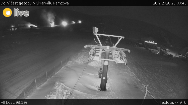 Horské atrakce Ramzová - Dolní část sjezdovky Skiareálu Ramzová - 20.2.2026 v 23:00