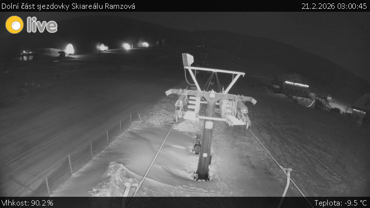 Horské atrakce Ramzová - Dolní část sjezdovky Skiareálu Ramzová - 21.2.2026 v 03:00