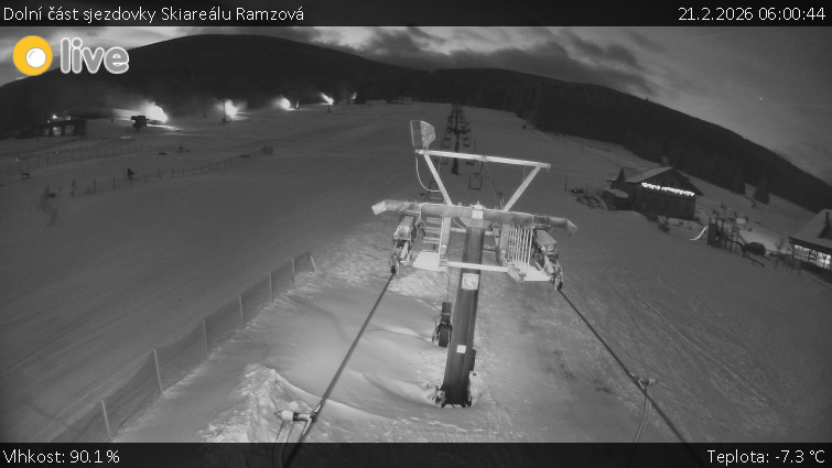 Horské atrakce Ramzová - Dolní část sjezdovky Skiareálu Ramzová - 21.2.2026 v 06:00