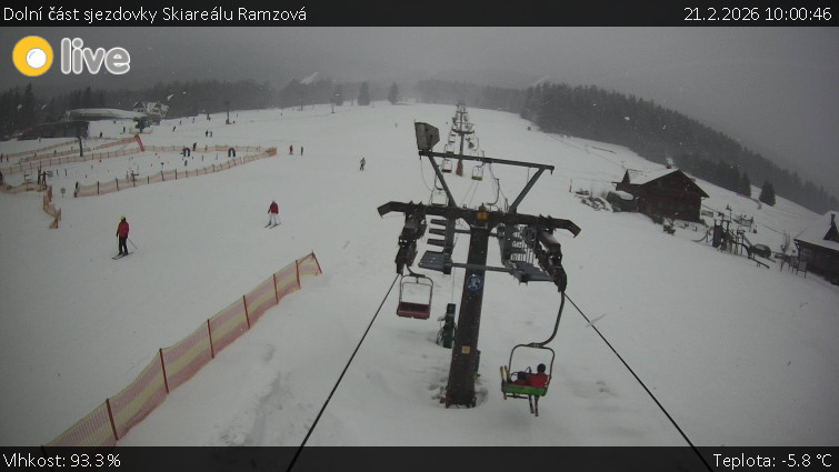 Horské atrakce Ramzová - Dolní část sjezdovky Skiareálu Ramzová - 21.2.2026 v 10:00