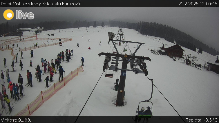 Horské atrakce Ramzová - Dolní část sjezdovky Skiareálu Ramzová - 21.2.2026 v 12:00