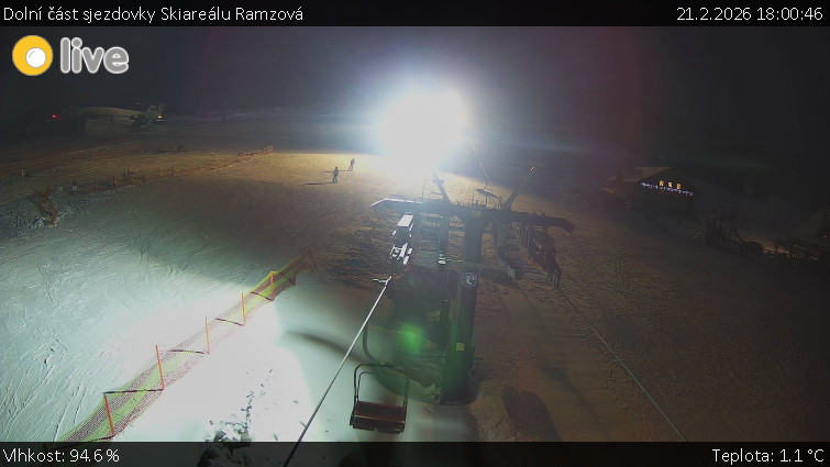 Horské atrakce Ramzová - Dolní část sjezdovky Skiareálu Ramzová - 21.2.2026 v 18:00