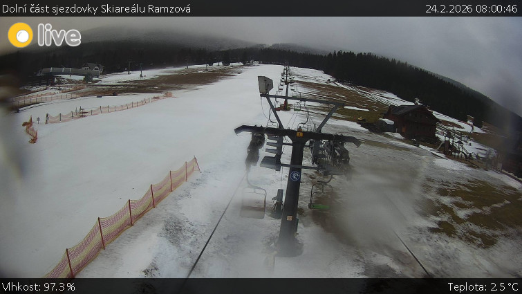 Horské atrakce Ramzová - Dolní část sjezdovky Skiareálu Ramzová - 24.2.2026 v 08:00