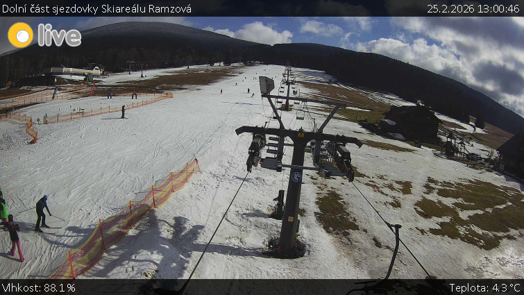 Horské atrakce Ramzová - Dolní část sjezdovky Skiareálu Ramzová - 25.2.2026 v 13:00