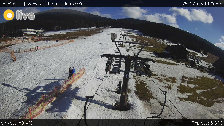 Horské atrakce Ramzová - Dolní část sjezdovky Skiareálu Ramzová - 25.2.2026 v 14:00