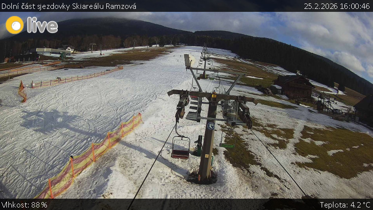 Horské atrakce Ramzová - Dolní část sjezdovky Skiareálu Ramzová - 25.2.2026 v 16:00
