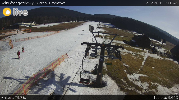 Horské atrakce Ramzová - Dolní část sjezdovky Skiareálu Ramzová - 27.2.2026 v 13:00