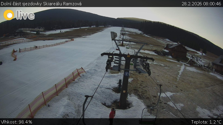 Horské atrakce Ramzová - Dolní část sjezdovky Skiareálu Ramzová - 28.2.2026 v 08:00