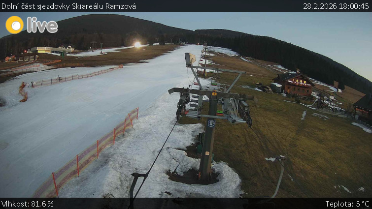 Horské atrakce Ramzová - Dolní část sjezdovky Skiareálu Ramzová - 28.2.2026 v 18:00