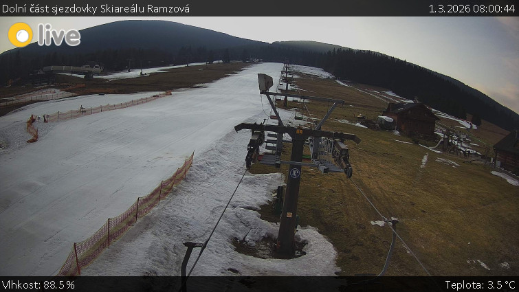Horské atrakce Ramzová - Dolní část sjezdovky Skiareálu Ramzová - 1.3.2026 v 08:00