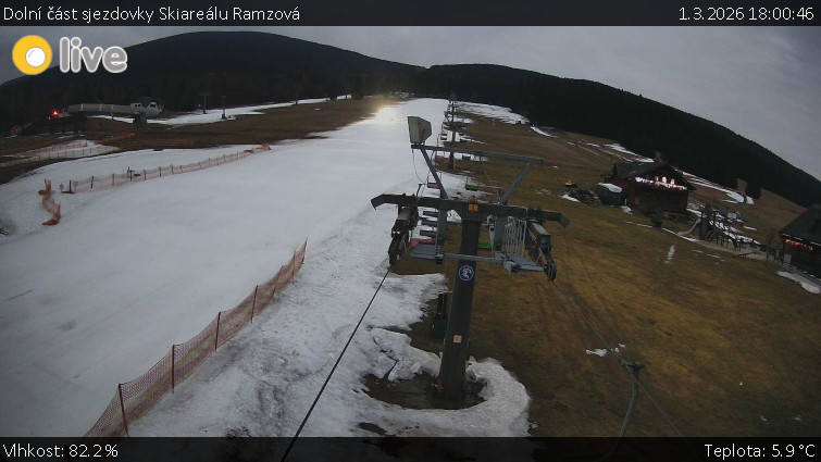 Horské atrakce Ramzová - Dolní část sjezdovky Skiareálu Ramzová - 1.3.2026 v 18:00