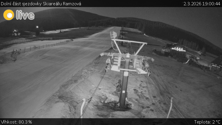 Horské atrakce Ramzová - Dolní část sjezdovky Skiareálu Ramzová - 2.3.2026 v 19:00