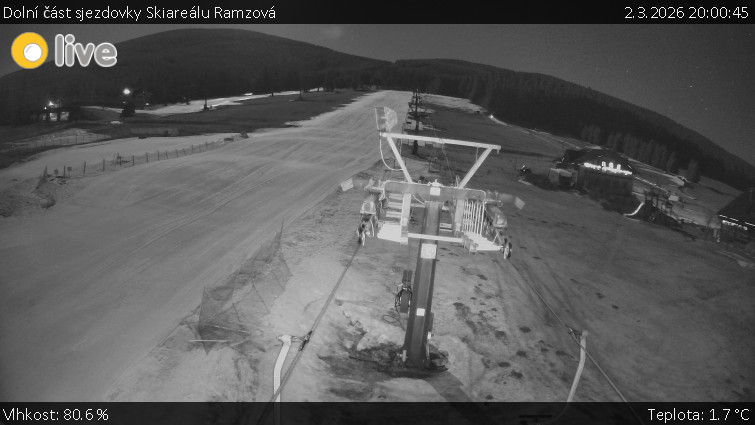 Horské atrakce Ramzová - Dolní část sjezdovky Skiareálu Ramzová - 2.3.2026 v 20:00