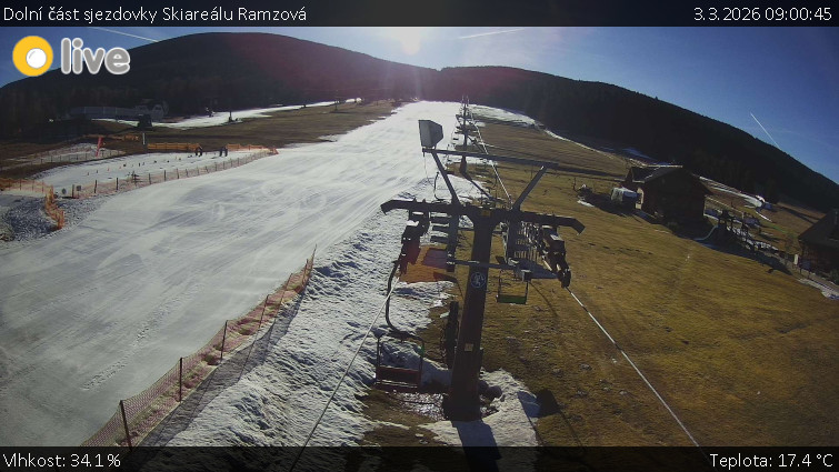 Horské atrakce Ramzová - Dolní část sjezdovky Skiareálu Ramzová - 3.3.2026 v 09:00