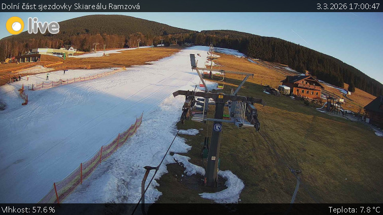 Horské atrakce Ramzová - Dolní část sjezdovky Skiareálu Ramzová - 3.3.2026 v 17:00