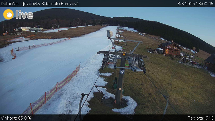 Horské atrakce Ramzová - Dolní část sjezdovky Skiareálu Ramzová - 3.3.2026 v 18:00