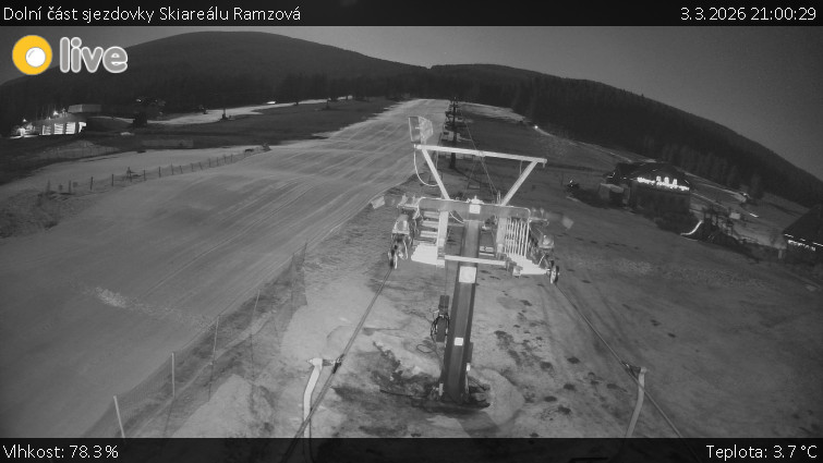 Horské atrakce Ramzová - Dolní část sjezdovky Skiareálu Ramzová - 3.3.2026 v 21:00
