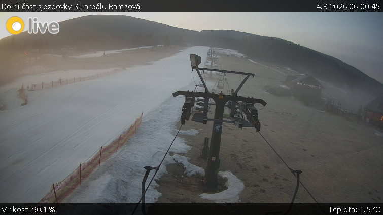 Horské atrakce Ramzová - Dolní část sjezdovky Skiareálu Ramzová - 4.3.2026 v 06:00