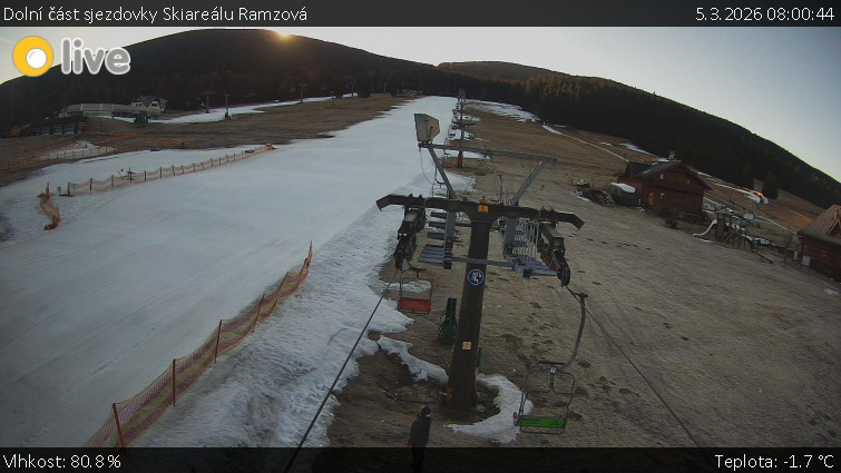 Horské atrakce Ramzová - Dolní část sjezdovky Skiareálu Ramzová - 5.3.2026 v 08:00