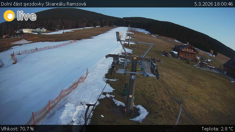 Horské atrakce Ramzová - Dolní část sjezdovky Skiareálu Ramzová - 5.3.2026 v 18:00