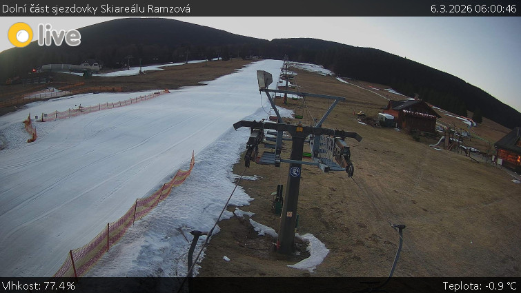 Horské atrakce Ramzová - Dolní část sjezdovky Skiareálu Ramzová - 6.3.2026 v 06:00