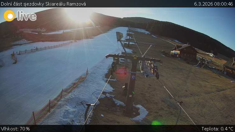 Horské atrakce Ramzová - Dolní část sjezdovky Skiareálu Ramzová - 6.3.2026 v 08:00