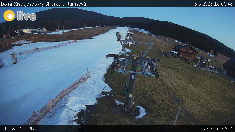 Horské atrakce Ramzová - Dolní část sjezdovky Skiareálu Ramzová - 6.3.2026 v 18:00