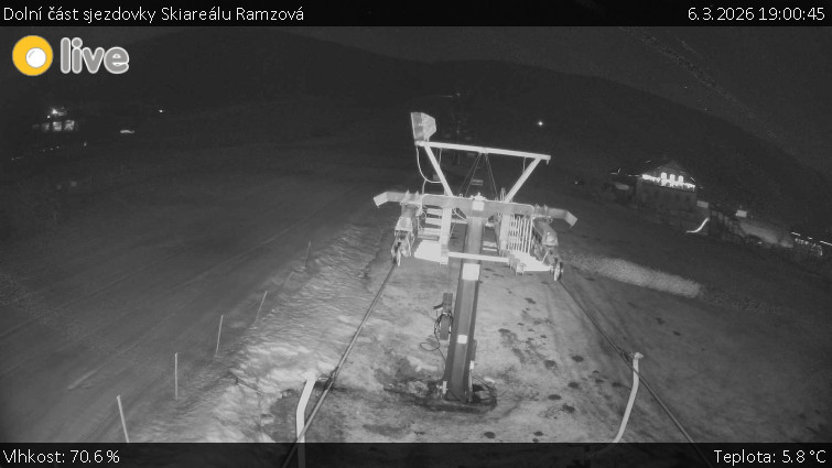 Horské atrakce Ramzová - Dolní část sjezdovky Skiareálu Ramzová - 6.3.2026 v 19:00
