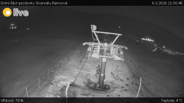 Horské atrakce Ramzová - Dolní část sjezdovky Skiareálu Ramzová - 6.3.2026 v 21:00