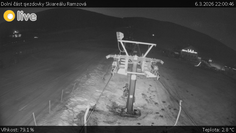Horské atrakce Ramzová - Dolní část sjezdovky Skiareálu Ramzová - 6.3.2026 v 22:00