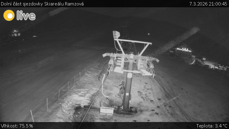 Horské atrakce Ramzová - Dolní část sjezdovky Skiareálu Ramzová - 7.3.2026 v 21:00