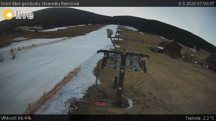 Horské atrakce Ramzová - Dolní část sjezdovky Skiareálu Ramzová - 8.3.2026 v 07:00