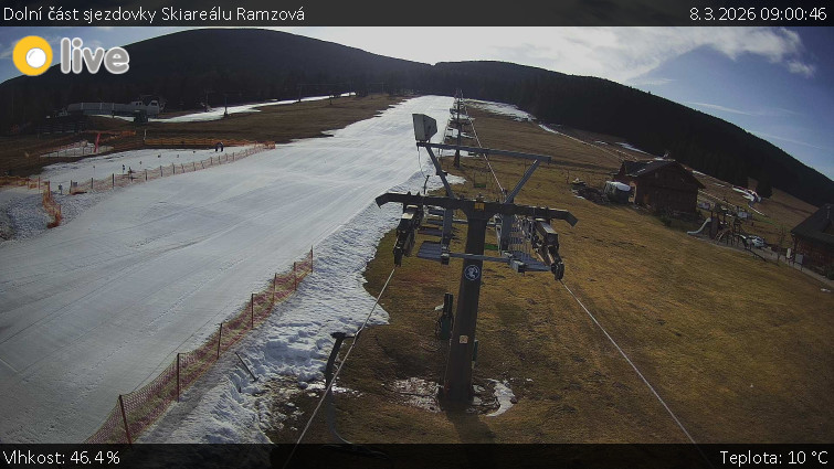 Horské atrakce Ramzová - Dolní část sjezdovky Skiareálu Ramzová - 8.3.2026 v 09:00