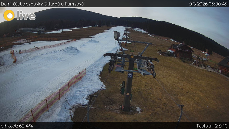Horské atrakce Ramzová - Dolní část sjezdovky Skiareálu Ramzová - 9.3.2026 v 06:00