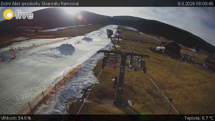 Horské atrakce Ramzová - Dolní část sjezdovky Skiareálu Ramzová - 9.3.2026 v 08:00