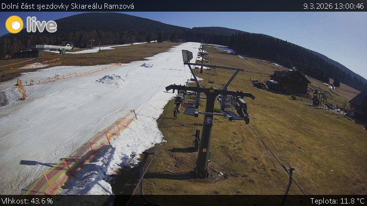 Horské atrakce Ramzová - Dolní část sjezdovky Skiareálu Ramzová - 9.3.2026 v 13:00
