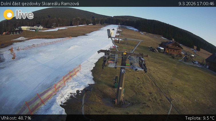 Horské atrakce Ramzová - Dolní část sjezdovky Skiareálu Ramzová - 9.3.2026 v 17:00