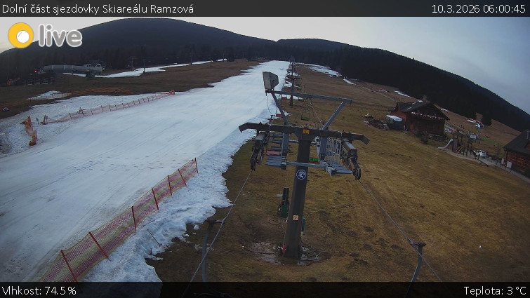 Horské atrakce Ramzová - Dolní část sjezdovky Skiareálu Ramzová - 10.3.2026 v 06:00