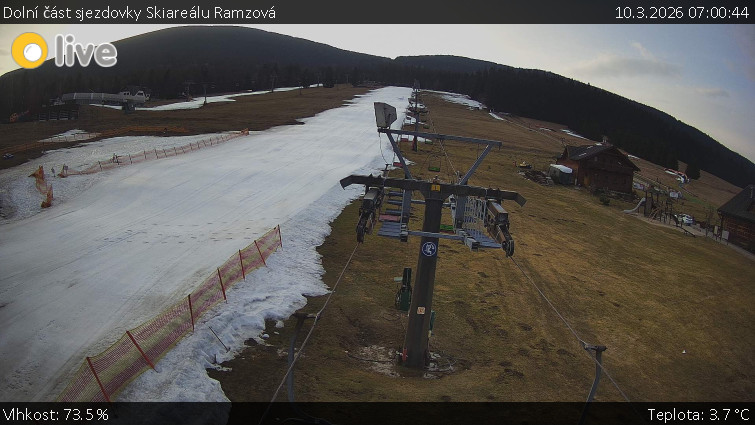 Horské atrakce Ramzová - Dolní část sjezdovky Skiareálu Ramzová - 10.3.2026 v 07:00