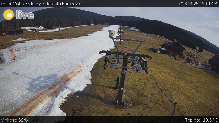 Horské atrakce Ramzová - Dolní část sjezdovky Skiareálu Ramzová - 10.3.2026 v 15:01