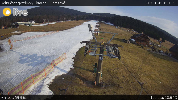 Horské atrakce Ramzová - Dolní část sjezdovky Skiareálu Ramzová - 10.3.2026 v 16:00