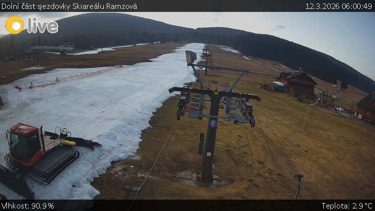 Horské atrakce Ramzová - Dolní část sjezdovky Skiareálu Ramzová - 12.3.2026 v 06:00