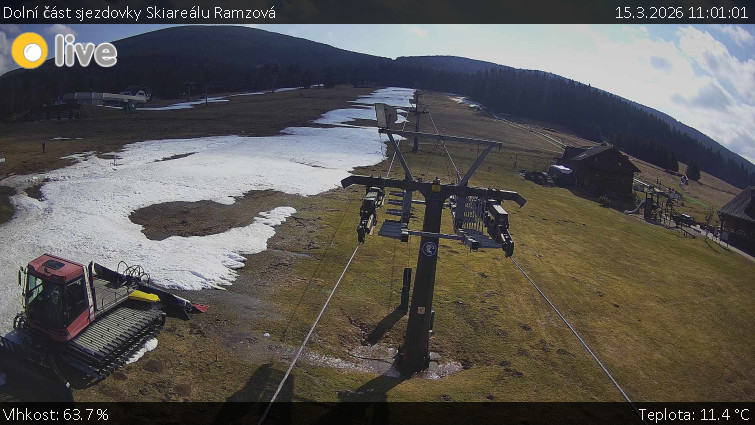 Horské atrakce Ramzová - Dolní část sjezdovky Skiareálu Ramzová - 15.3.2026 v 11:01