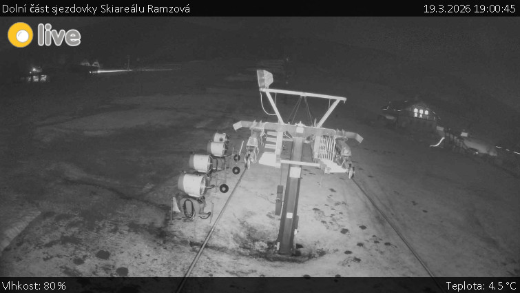 Horské atrakce Ramzová - Dolní část sjezdovky Skiareálu Ramzová - 19.3.2026 v 19:00