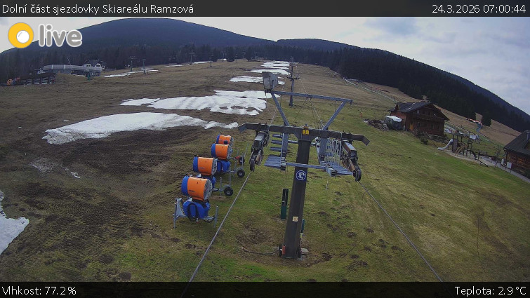 Horské atrakce Ramzová - Dolní část sjezdovky Skiareálu Ramzová - 24.3.2026 v 07:00
