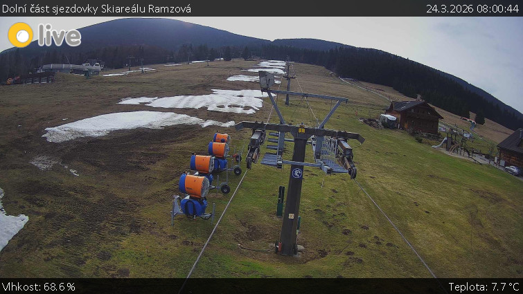 Horské atrakce Ramzová - Dolní část sjezdovky Skiareálu Ramzová - 24.3.2026 v 08:00