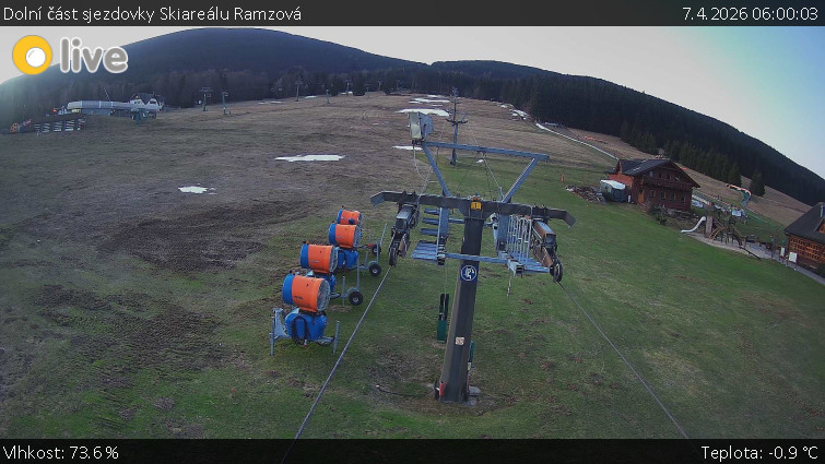 Horské atrakce Ramzová - Dolní část sjezdovky Skiareálu Ramzová - 7.4.2026 v 06:00