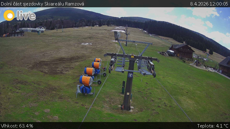 Horské atrakce Ramzová - Dolní část sjezdovky Skiareálu Ramzová - 8.4.2026 v 12:00