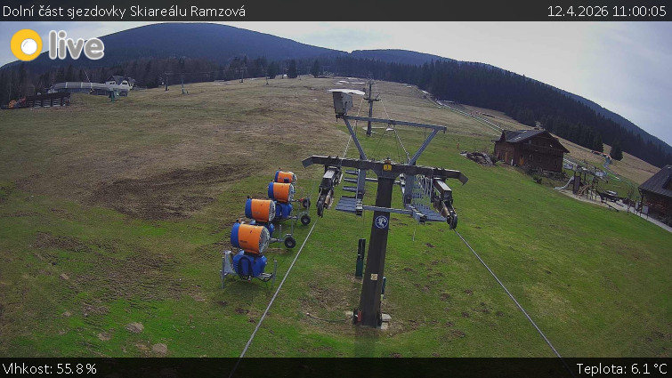 Horské atrakce Ramzová - Dolní část sjezdovky Skiareálu Ramzová - 12.4.2026 v 11:00