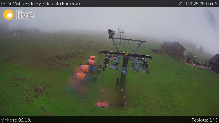Horské atrakce Ramzová - Dolní část sjezdovky Skiareálu Ramzová - 21.4.2026 v 06:00